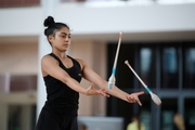 Gymnast Kimaya Karle during training