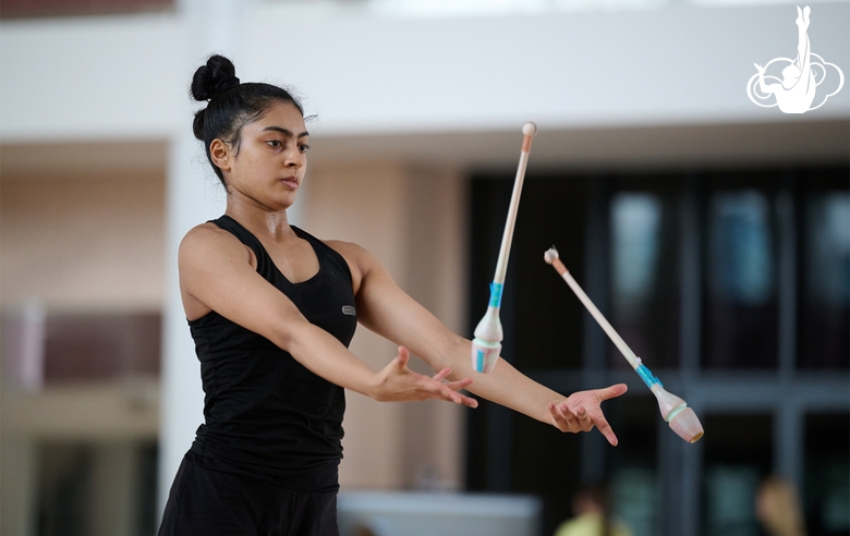 Gymnast Kimaya Karle during training