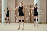 Gymnasts from Belgorod during an exercise with hoops