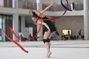 Mariia Borisova during an exercise with a ribbon during preparation training for the BRICS Games