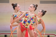 Gymnasts during an exercise with hoops