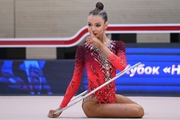 Gymnast during an exercise with a hoop