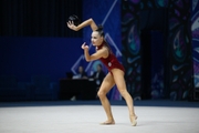 Mariia Borisova during an exercise with ball