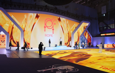 The Shougang Athletic Facility is gradually filling with the atmosphere of a rhythmic gymnastics festival!