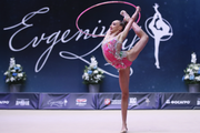 Diana Chugunikhina (Russia) during the exercise with a hoop at the EVGENIYA CUP tournament