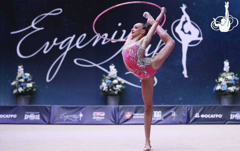 Diana Chugunikhina (Russia) during the exercise with a hoop at the EVGENIYA CUP tournament