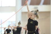 Gymnast during an exercise with a jump rope