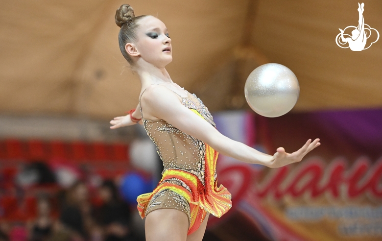 Lada Yakovleva during an exercise with a ball