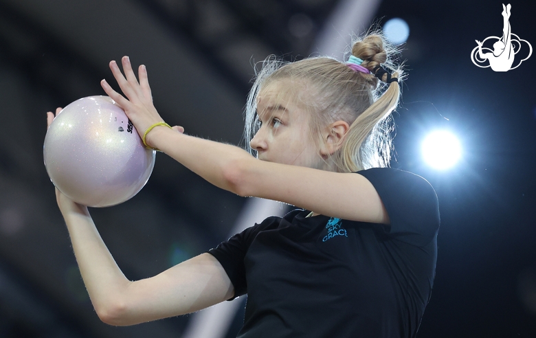 Alexandra Borisova during the ball exercise at the podium training