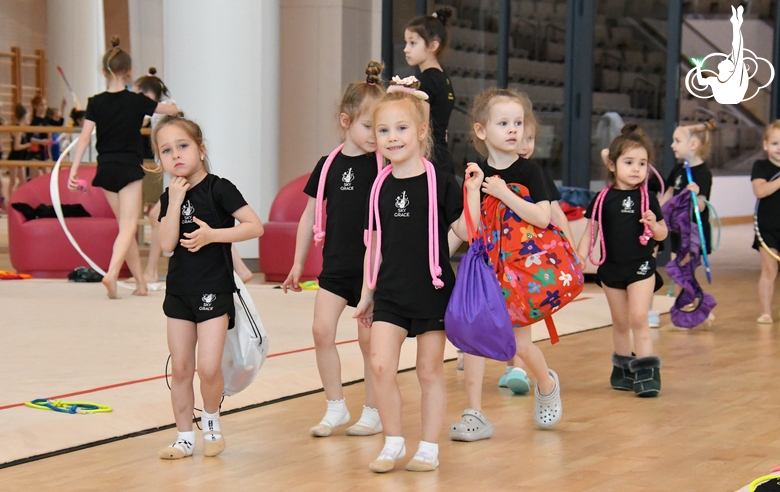 Young gymnasts go to training