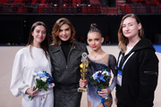 March 4, 2026. Olympic champion Alina Kabaeva with Arina Kovshova, coach Elizaveta Chernova and choreographer Elena Egorova at the Russian Championship in Moscow