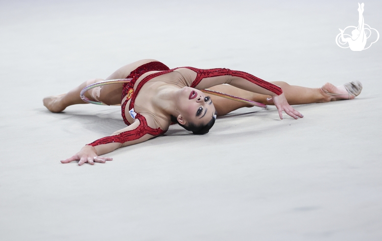 Lala Kramarenko during an exercise with a hoop