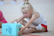 A young gymnast during the training session