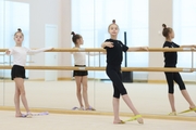 Ksenia Savinova and Elvira Belyaeva at the barre in choreography class