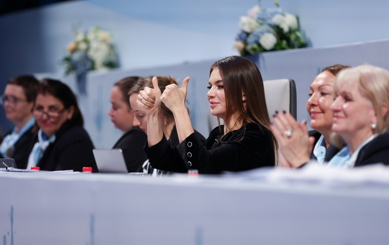 December 16, 2023 Olympic champion Alina Kabaeva watches the performances of the participants together with the judges