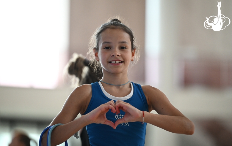 A gymnast during the rope exercise