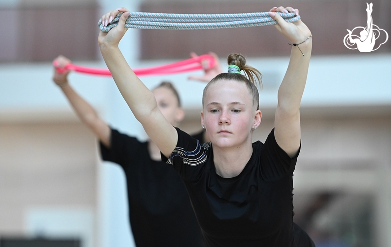 Gymnast from Belgorod during an exercise with a jump rope