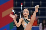 Kristina Voitenko during the exercise with clubs