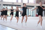 Gymnasts from Belgorod during training  in the choreography hall