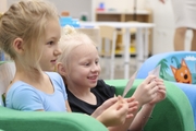 Young gymnasts in class