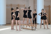 Gymnasts during practice at the training camp in the Academy