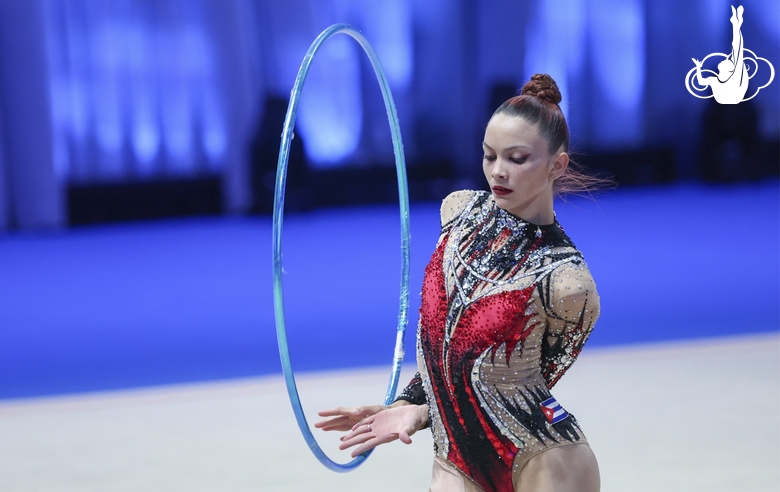 Gretel Mendoza during an exercise with a hoop