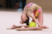 Valeria Medvedeva during an exercise with a ball