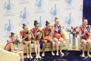 Gymnasts after a performance