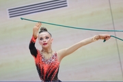 Gymnast during an exercise with a jump rope