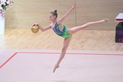 Gymnast during an exercise with a ball