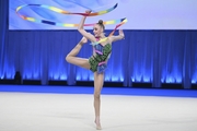 Natalia Usova during an exercise with a ribbon