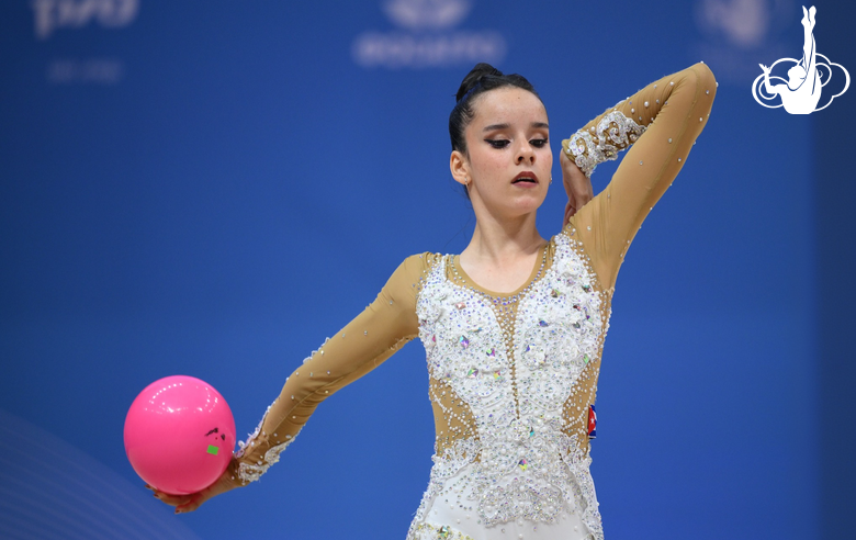 Isabella Rojas during an exercise with a ball