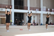 Gymnasts Kimaya Karle, Aryaa and Avani Nitesh Kadam during training at the Academy