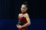 Mariia Borisova after an exercise with ball