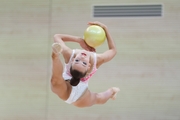 Gymnast  during an exercise with a ball