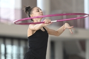 Mariia Borisova during an exercise with a hoop during preparation training for the BRICS Games