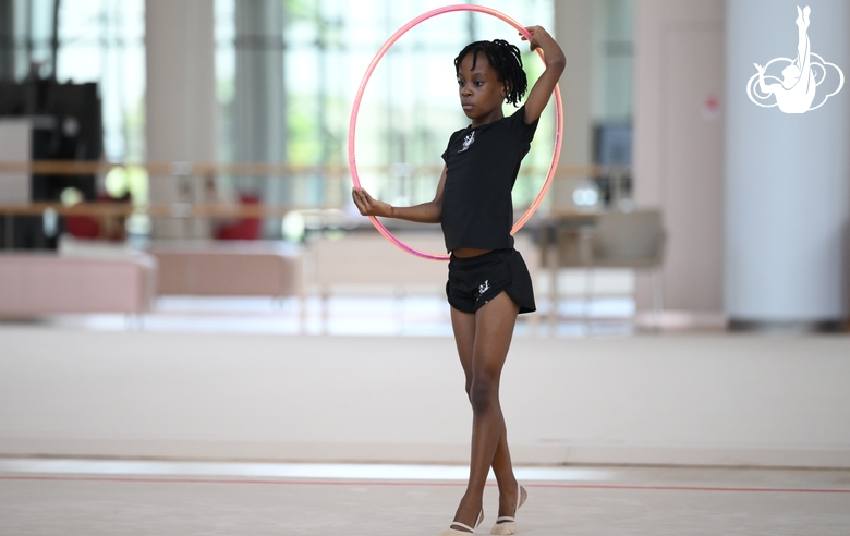 Gymnast Nkenko Sita Davina Chanselvi from the Republic of Congo during the hoop exercise