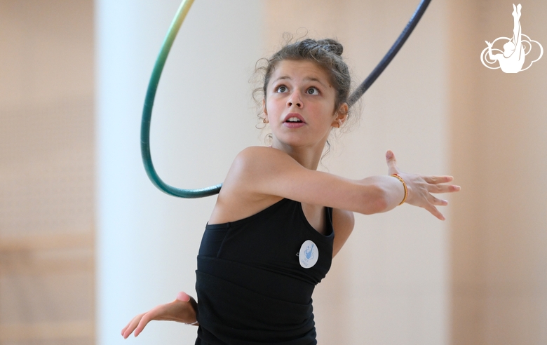 Karolina Tarasova during an exercise with a hoop