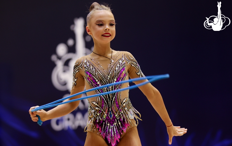 Elvira Belyaeva  during an exercise with a hoop