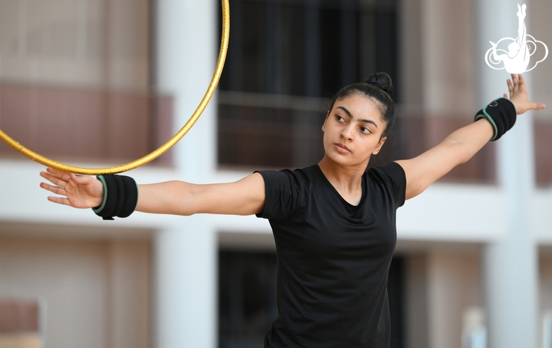 Gymnast Kimaya Karle during training at the Academy