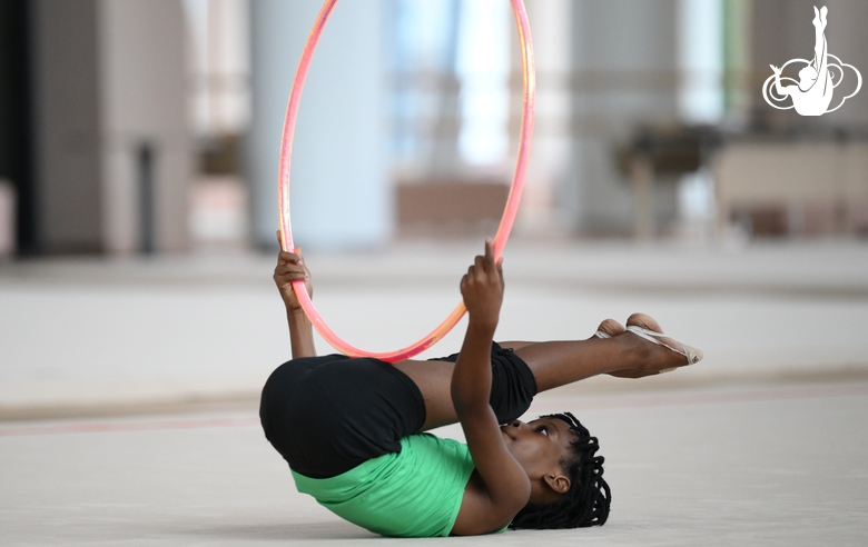 Gymnast Nkenko Sita Davina Chanselvi from the Republic of Congo during the hoop exercise