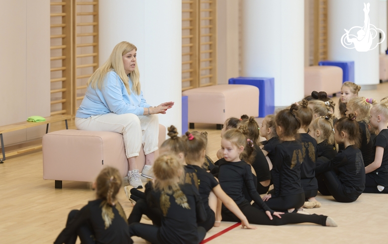 Young gymnasts during a session with psychologist Irina Kozyr