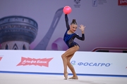 Karolina Pakhtusova during an exercise with a ball