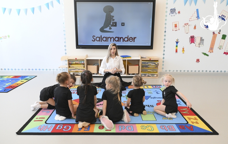 Young gymnasts during a class in the Academy classroom