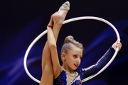 Gymnast during an exercise with a hoop