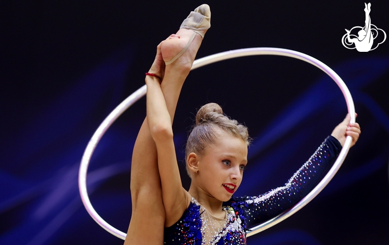 Gymnast during an exercise with a hoop