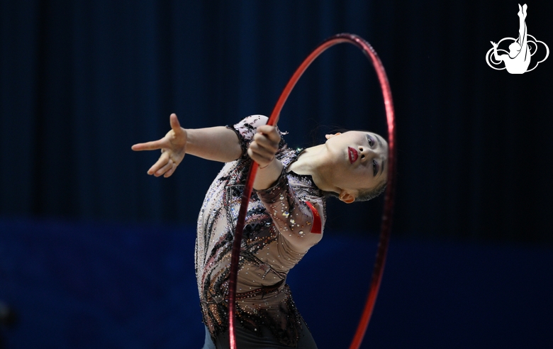 Zilu Wang during after an exercise with hoop