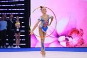 Karolina Pakhtusova during an exercise with a hoop