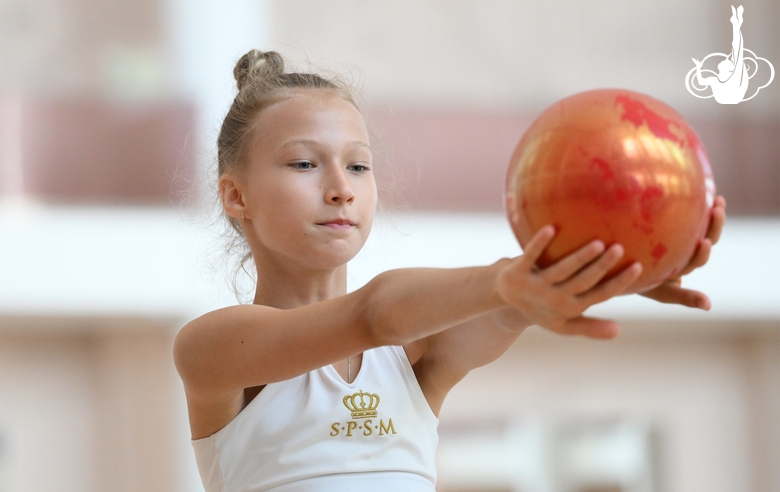 A gymnast during practice at the training camp in the Academy