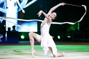 Alina Protasova (Russia) with a ribbon during a gala show performance